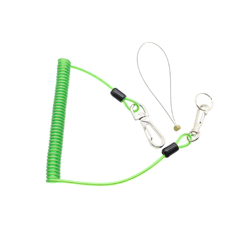 Greenlife 8KG Safe Spring Hook Standard Wire Coil Lanyard With Loop and Swivels