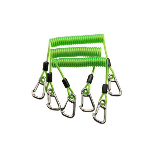 304 Stainless Steel Coiled Cable Tool Lanyard Clear Green Color Bearing 30KG