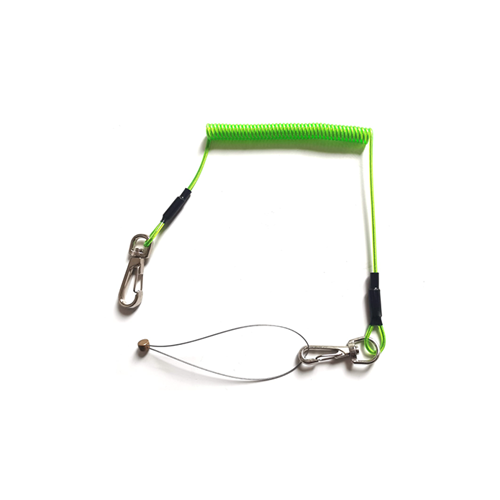 Clear Green Stopdrop Tooling Coil Lanyard Cable With Zinc Alloy Swivel Hook Each End