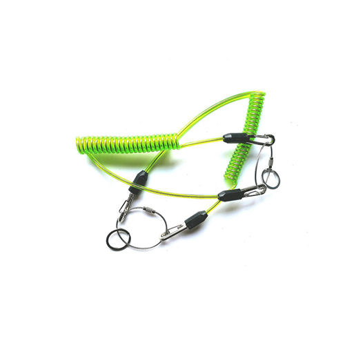 Hand Tool Stop-drop Clear Green Spring Steel Wire Lanyard With Swivel Hooks