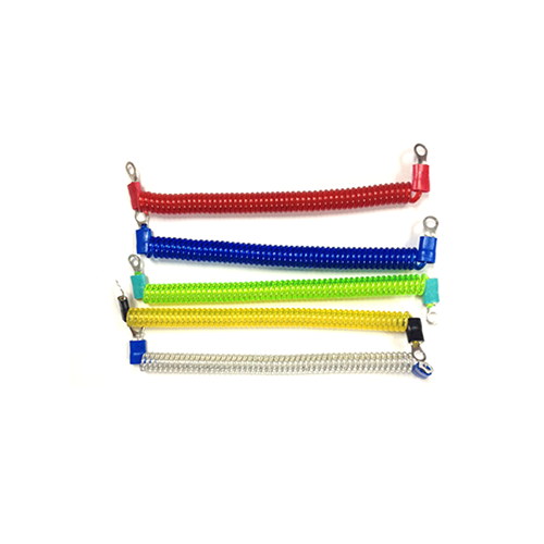 Stainless Steel Core Coiled Security Tethers Colorful Cords With Screw Terminals