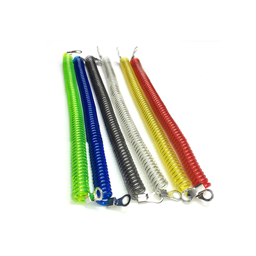 Transparent Colours Plastic Spiral Coil Safety Strap With Metal Eyelet Connector 2pcs