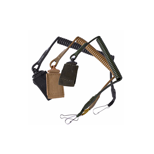 Weapon Pistol Retention Coil Safety Lanyard Strap With Hook And Loop