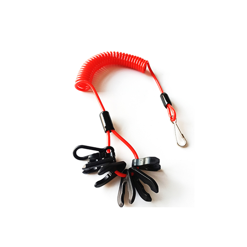 Motorboat Accessory Engine Kill Red Coiled Rope With 7 keys & J-hook