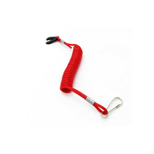 Red Reinforced Coiled Jet Ski Safety Lanyard Fits Any Brand Kill Switch