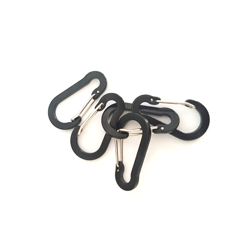 Popular 5cm Anodized Black Flat Hard Aluminum Gourd-shaped Snap Carabiner Hook For Hanging