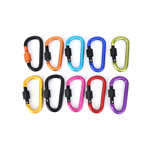 Colored Safety Aluminum Locking Carabiners D Shape 8x4.2CM 24G