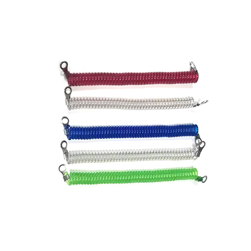 Plastic Colored Spring Coil Tethers With High Pulling Wire Inside For Dropping Protection