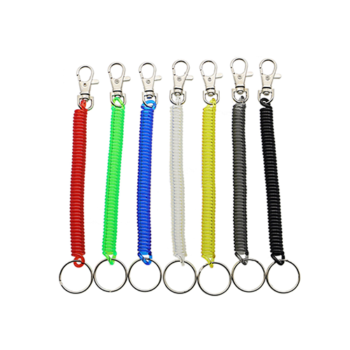 China 2.3mm Plastic Spring Safety Spiral Trigger Snap Coil Key Chains In Translucent Colors