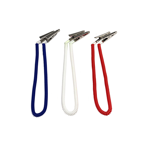 Light Weight Plastic EVA Dental Stretchy Coiled Cord Napkin Bib Clips 2*8*300MM With Crocodile Clip