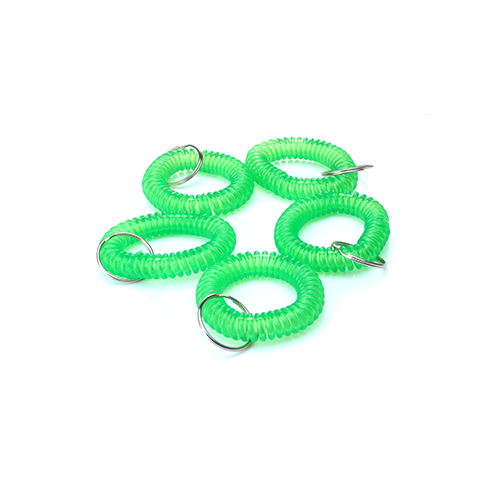 Outdoor Usage Shinny Green / Clear Green Flexible Spiral Key Twist Chain With Key Ring