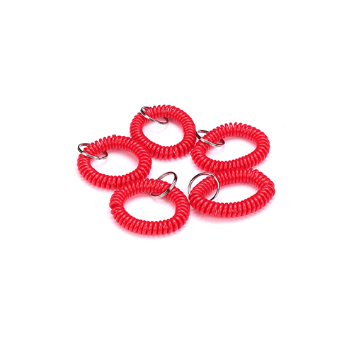 Stetchable Red Colour Plastic Wrist Coil Key Retainer With Key Ring Light - Weight