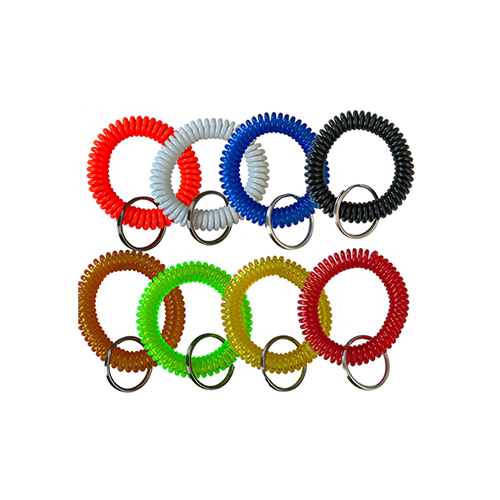 Various Colours Promotional Plastic Soft Wrist Coil Badge Accessories Key Chain Holders