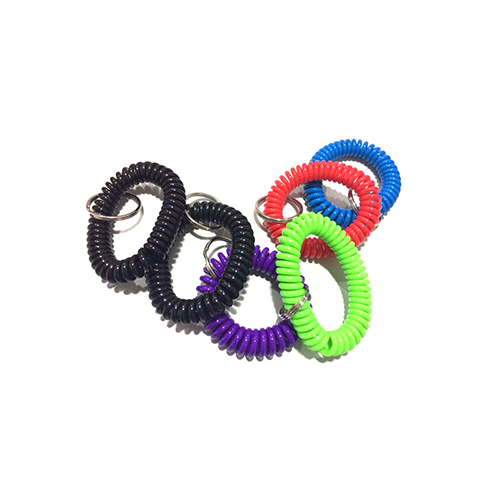 Protective Spiral Stretchy Wrist Keychains Durable Flat Weld For Badge Holder