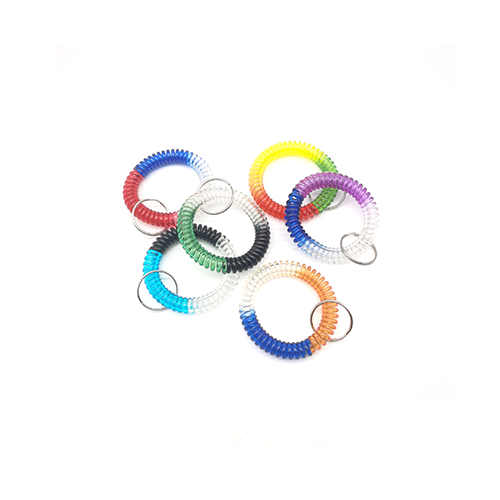 Three-color Plastic Expandable Key Coil Spring Bracelet Color-changing Pendant Wristbands