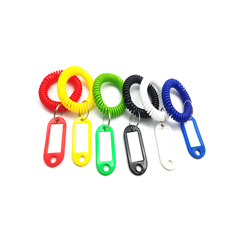 Low-cost EVA Spiraling Coil Key Chains With Plastic Colored Key Tag Easy To Identify by Writing 