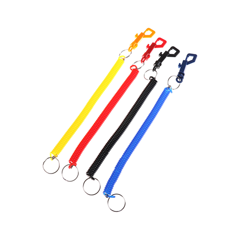 Expanding 1M Lightweight Colored Spiral Coil Key Lanyards With Belt Clip & Split Ring