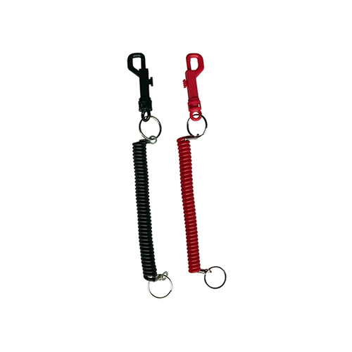 High Quality Black/Red TPU Safety Casino-jogger Spring Coil Key Chain With Split Ring