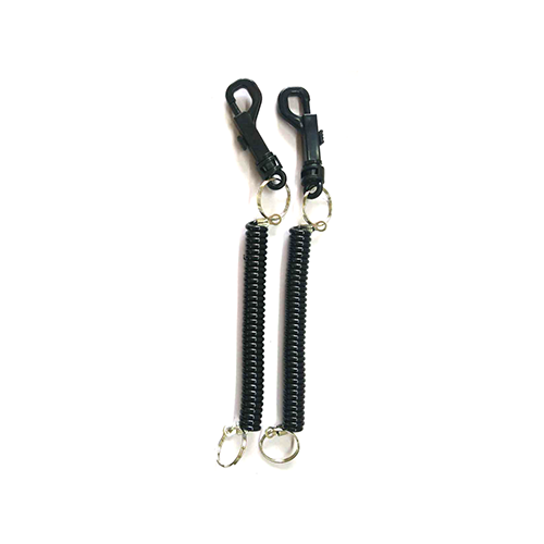 Stretchable Black Plastic Spiral TPU Coating Key Cord Chain 23CM Long Safety Using