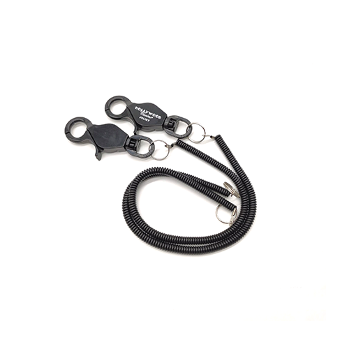 Universal Black Economical Long Plastic Spiral String Rope With Black PP Snap Hook And Key Ring