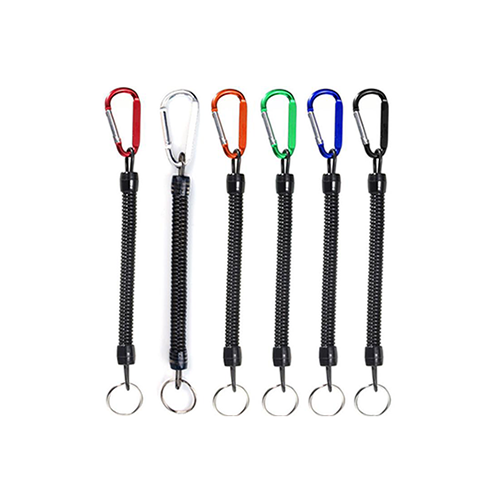 Fly Fishing Accessory Colored Aluminum Carabiner Coiled Plier Lanyards 2.5 * 120MM