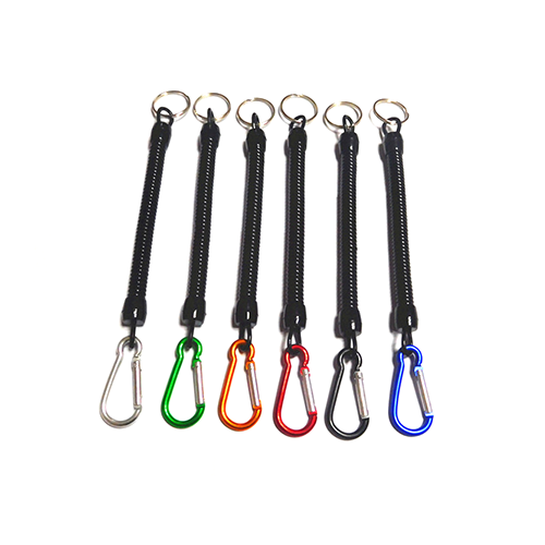 Expander Fishing Plier Stopdrop Black Coil Strap With Colored Aluminum Carabiner