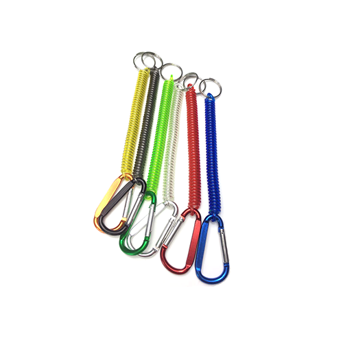 Economical 90° Weld Loop Colorful TPU Coated Steel Spiral Fishing Tool Cord Tethers