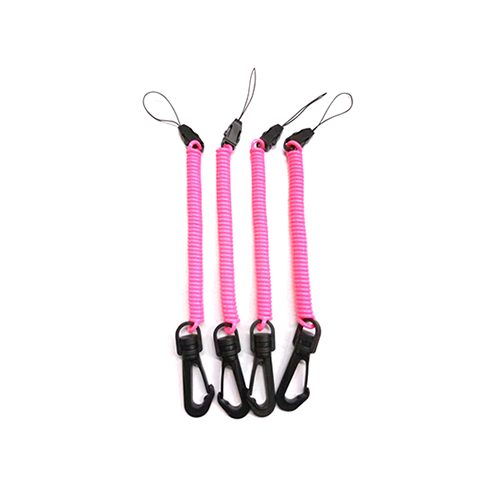 Retention Quick Release Spring Clip Lanyards Custom Pink Spiral With String Loop