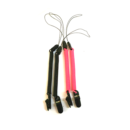 Invovative Original Pink Black Spring Coiled Key Lanyard With Loop & Clip