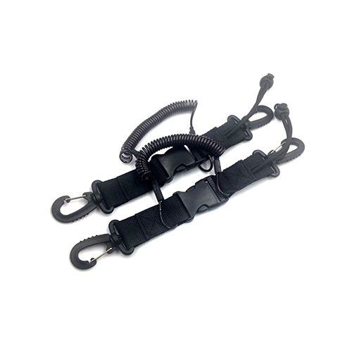 Polyurethane Tubing Black Coiled Lanyard Quick Release Scuba Attachment