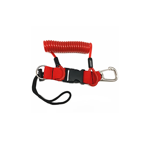 Hot Red TPU Coated Stainless Steel Scuba Diving Spring Coiled Lanyard For Cameras And Dive Light