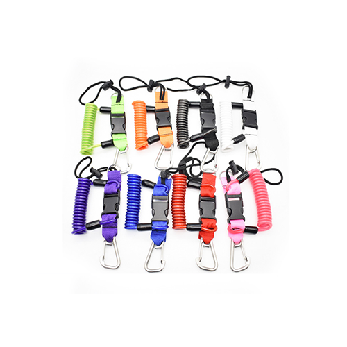 Anti-lost Customized Color Scuba Quick Release Coil Tool Lanyard With SS Gate Clip And Split Ring String Loop